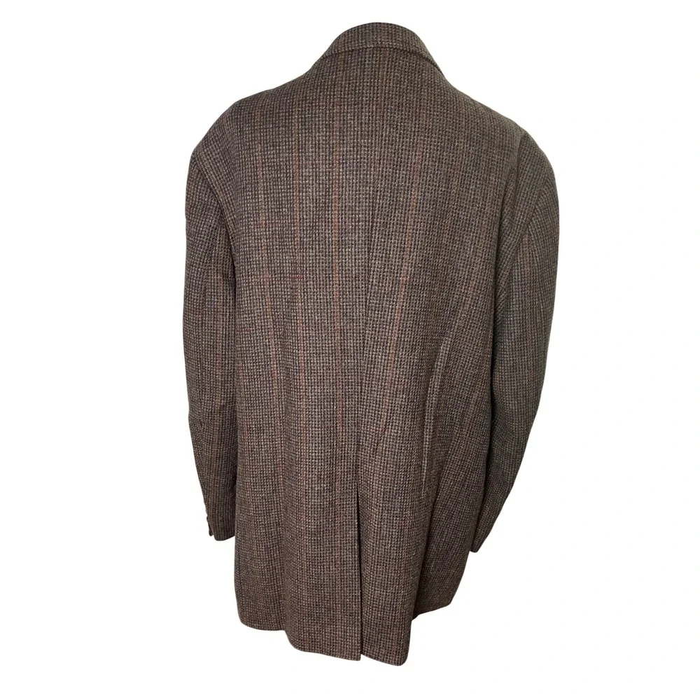 Vintage Wool Tweed Blazer‎ 46L Trophy Club Brown Plaid Academia Heritage Jacket